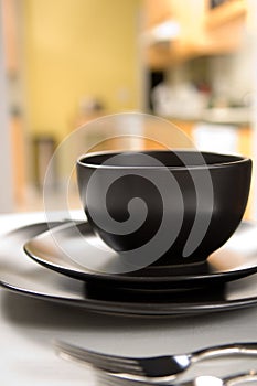 Black dinnerware setting