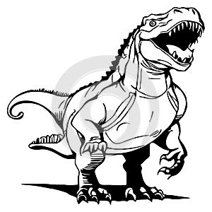 Black dinosaur on a white background. Animals line art.