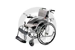 Black disability wheelchair crutch, Invalid chair, wheelchair and crutches isolated on White Background