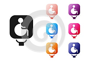 Black Disabled wheelchair icon isolated on white background. Disabled handicap sign. Set icons colorful. Vector