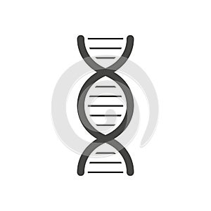 Black DNA helix silhouette isolated on white background.