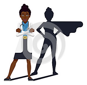 Black Doctor Woman Healthcare Cartoon Super Hero