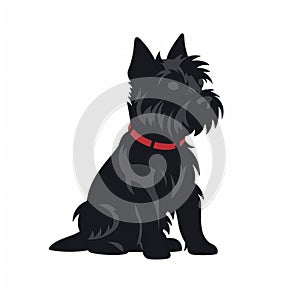 Black Dog Silhouette With Red Collar: Subtle Tonal Values And Rich Color Contrasts