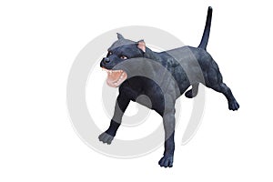 black dog standing and barking on white background, object, animal, decor, vintage, copy space
