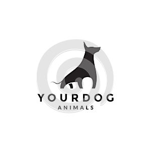 Black dog threaten logo symbol icon vector graphic design illustration idea creative