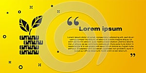 Black Dollar plant icon isolated on yellow background. Business investment growth concept. Money savings and investment