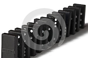 Black dominoes isolated on a white background.Copy space