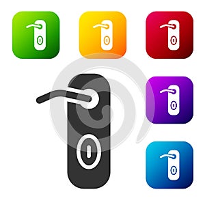 Black Door handle icon isolated on white background. Door lock sign. Set icons in color square buttons. Vector