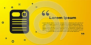 Black Dossier folder icon isolated on yellow background. Vector