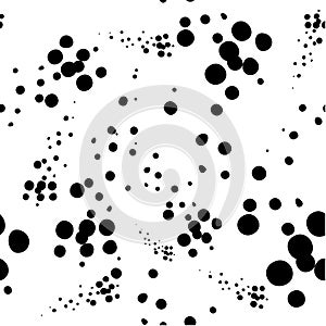 Black dots on white background abstract dotted seamless pattern