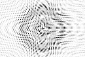 Black dots on white background. Concentrated perforated surface. Smooth halftone vector texture