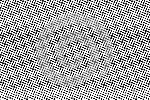 Black dots on white background. Grunge perforated surface. Dotted halftone vector texture. Horizontal dotwork gradient