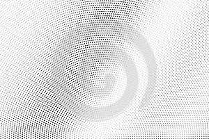 Black dots on white background.. Pale perforated surface. Micro halftone vector texture. Diagonal dotwork gradient