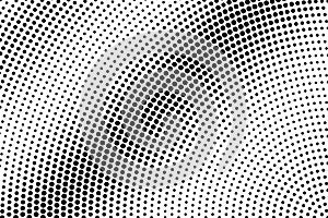 Black dots on white background. Smooth perforated surface. Contrast halftone vector texture. Diagonal dotwork gradient