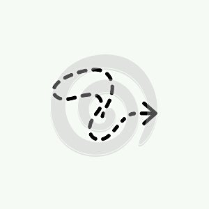 Dotted line arrow icon for direction or navigation