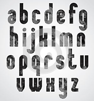 Black dotty graphic lower case letters.