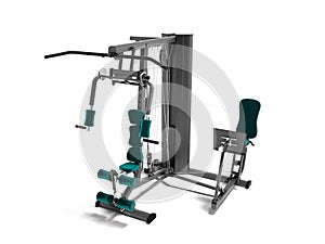 Black doubles with green seat mats sports weight training device for trainings 3d render on white background with shadow