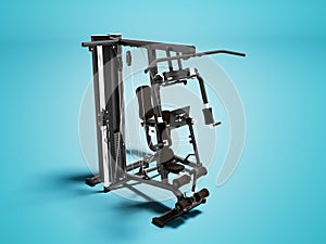 Black doubles sports metal weight training machine for training right side view 3d render on blue background with shadow