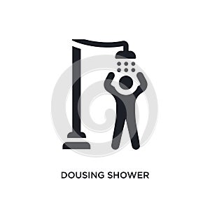 black dousing shower isolated vector icon. simple element illustration from sauna concept vector icons. dousing shower editable