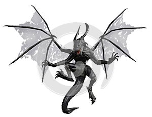 Black dragon in white background