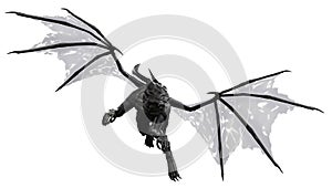 Black dragon in white background