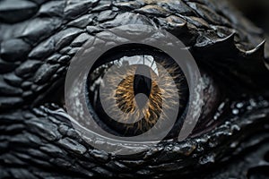 Black dragon eye lizard. Generate Ai