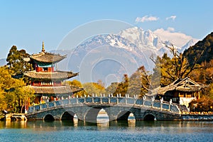 Black Dragon Pool Park-Lijiang old town scene photo