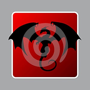 Black dragon on the red background for design your logo, icon or sign.