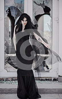 Black dress for Halloween party, gothic bride