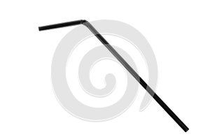 Black drinking straw isolated on white