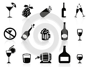 Black drinks and beverages icons