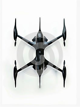 A black drone with four propellers on top photo