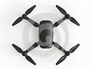 A black drone with four propellers on top photo