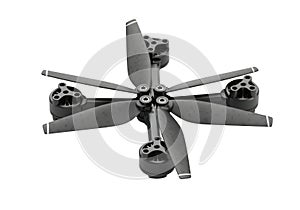 Black drone propeller, top view