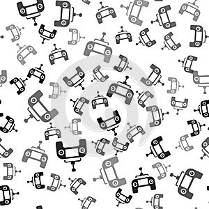 Black Drone radio remote control transmitter icon isolated seamless pattern on white background. Vector