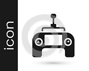 Black Drone radio remote control transmitter icon isolated on white background. Vector