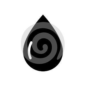 Black drop icon in flat. Weather symbol, raindrop