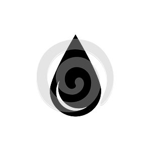 Black drop icon. Oil or water symbol. Simple flat vector illustration with shadow isolated on white background