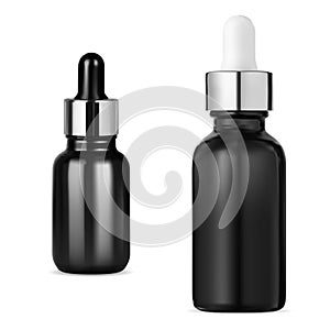 Black dropper bottle Serum essence cosmetic mockup