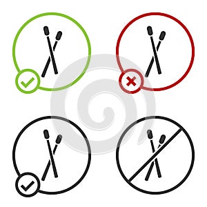 Black Drum sticks icon isolated on white background. Musical instrument. Circle button. Vector