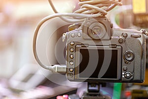 Dslr camera black screen.selective focus