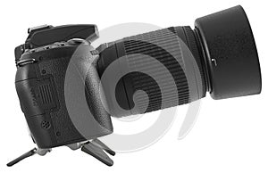 Black DSLR with zoom lens photo