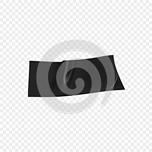 Black duct tape. Realistic black adhesive tape piece for fixing isolated on transparent background. Realistic 3d vector