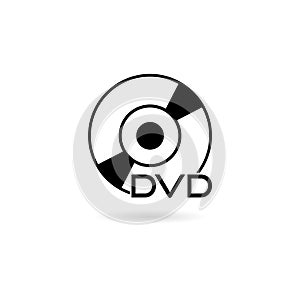 Black DVD label mockup template isolated on white background