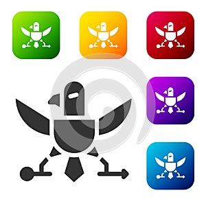 Black Eagle icon isolated on white background. American Presidential symbol. Set icons in color square buttons. Vector