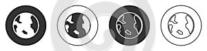 Black Earth globe icon isolated on white background. World or Earth sign. Global internet symbol. Geometric shapes