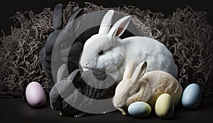 Black Easter cute rabbit egg symbol. beautiful spring Generated AI