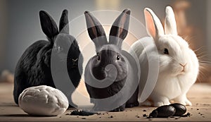 Black Easter cute rabbit egg symbol. young Generated AI