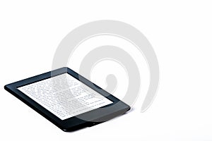 Black ebook reader or tablet on white