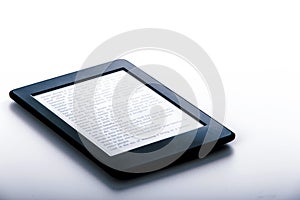 Black ebook reader or tablet on white background